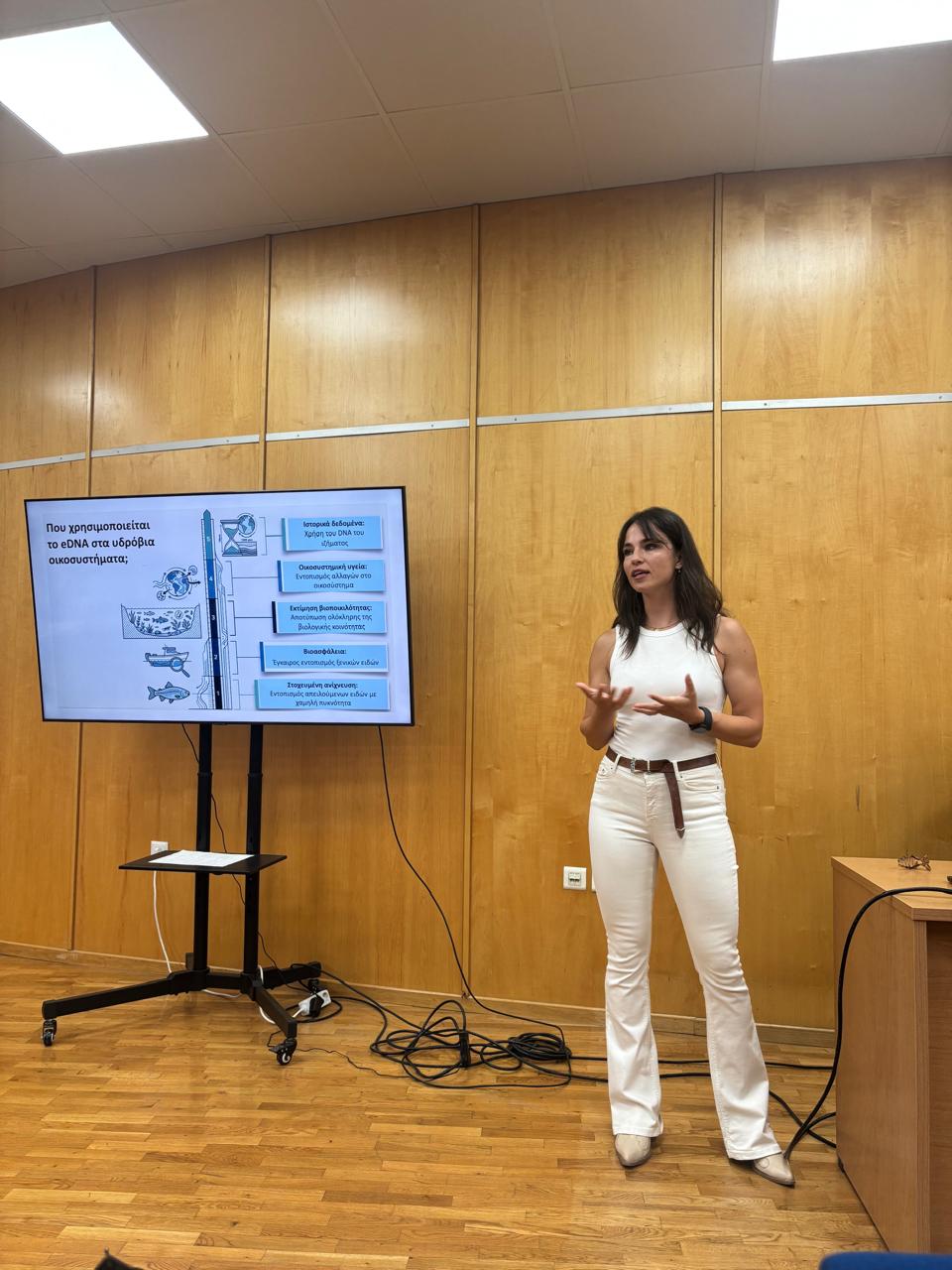 Speaker presenting project activities and monitoring tools